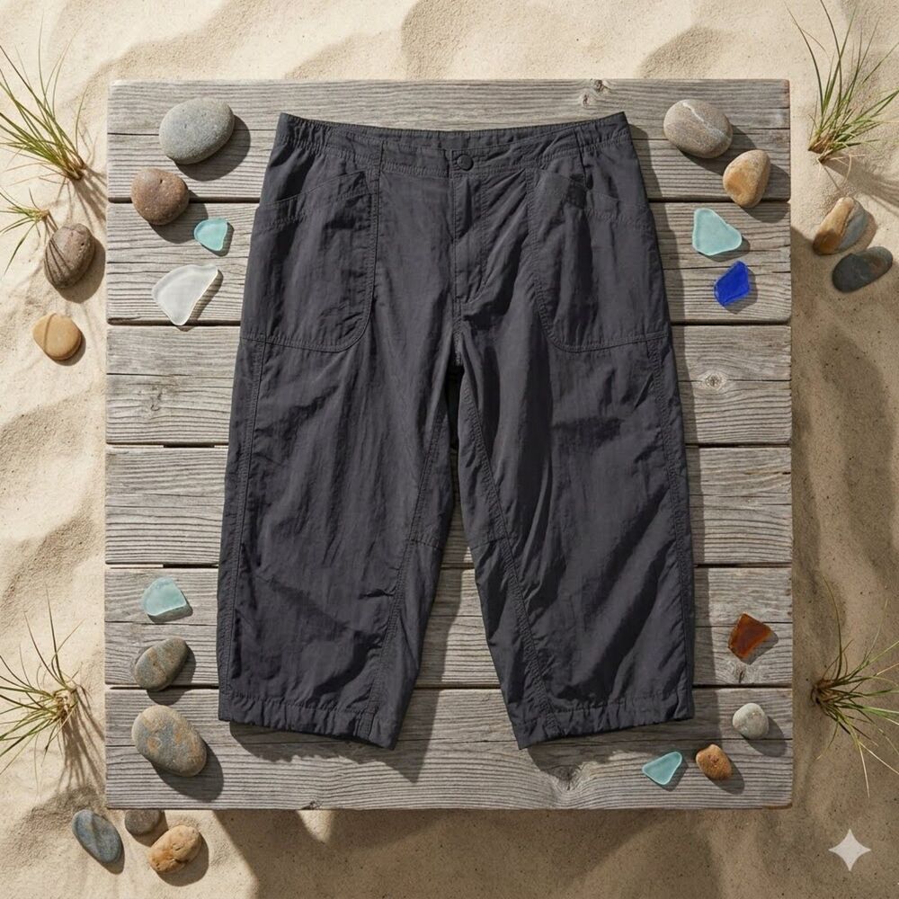 Mountain Hardwear Capri Pants Womens 10 Black Nylon Hiking Outdoor Drawstring